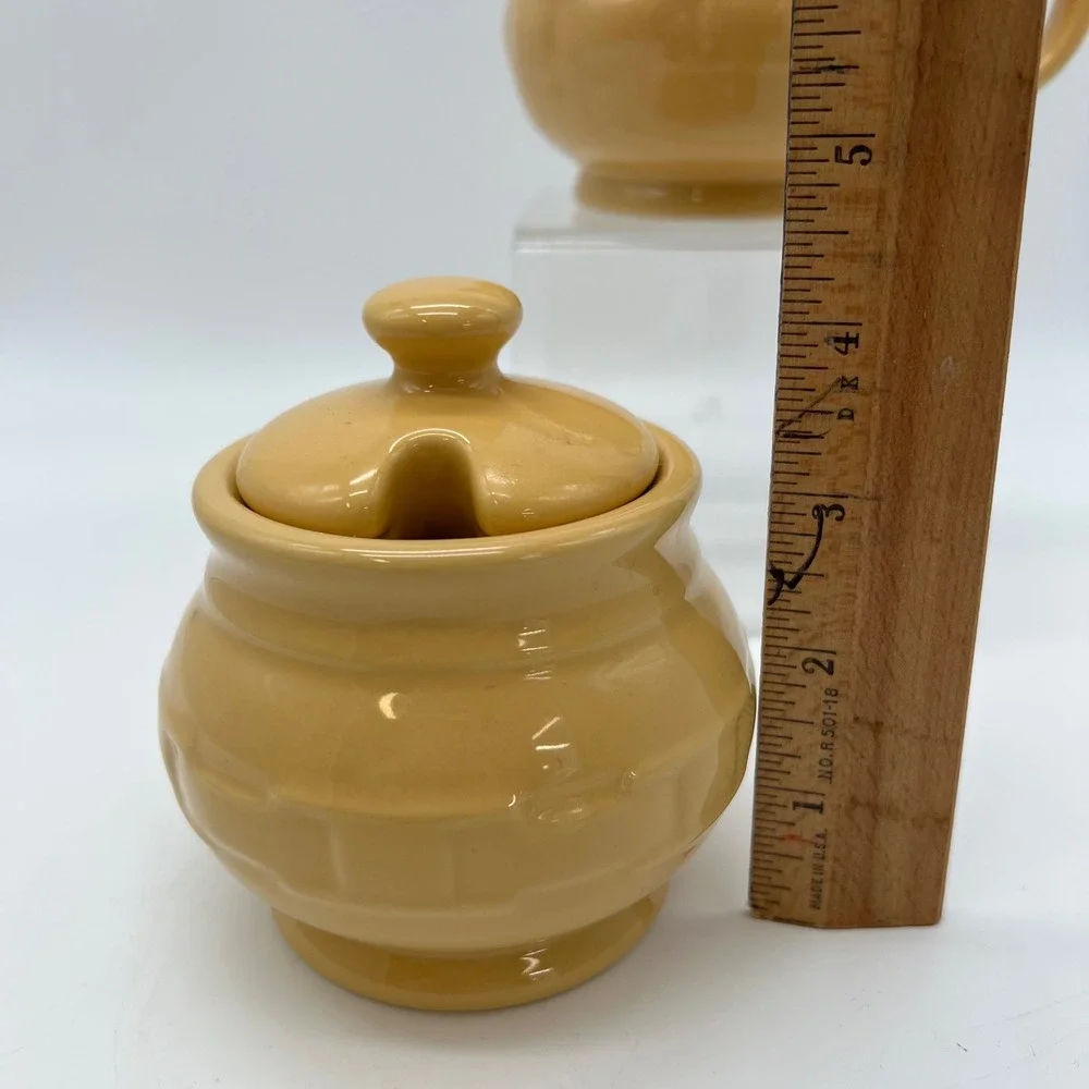 Longaberger Creamer and Sugar Bowl Set Butternut Yellow Woven Traditions VTG Y2K